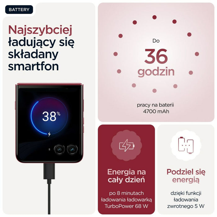 Smartphone Motorola PB8R0008PL Octa Core 16 GB RAM 512 GB Red