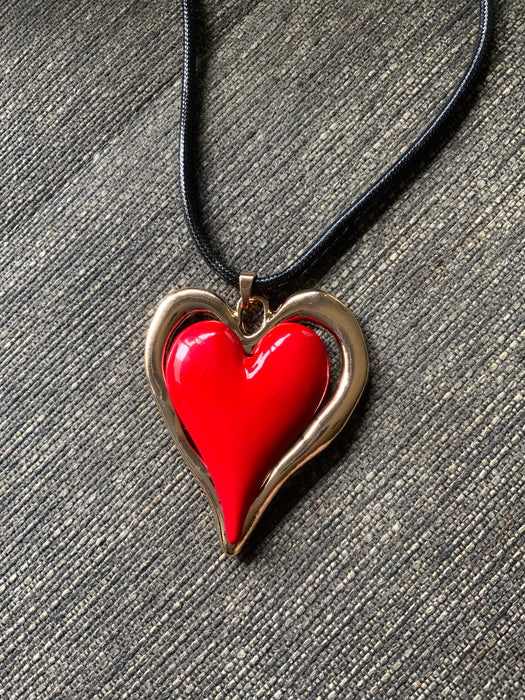 Natural Red Obsidian Heart Pendant 6x5.5cm