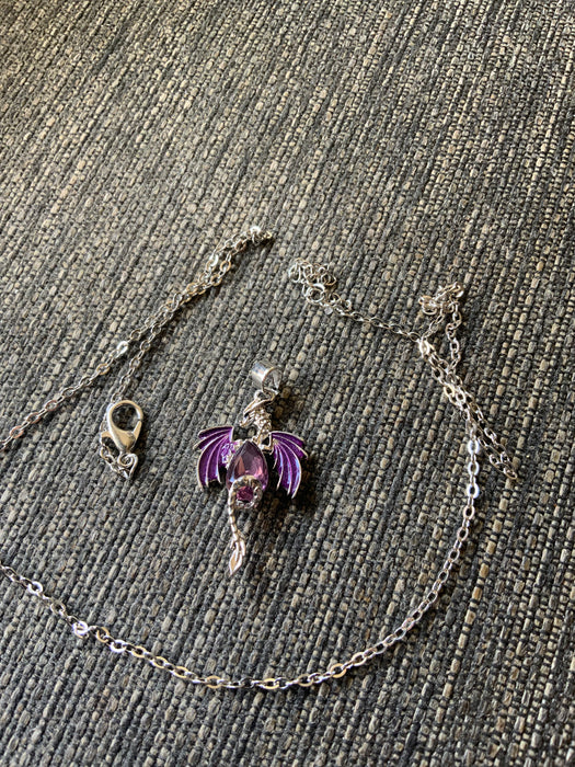 Dragon Pendant with Natural Purple Amethyst