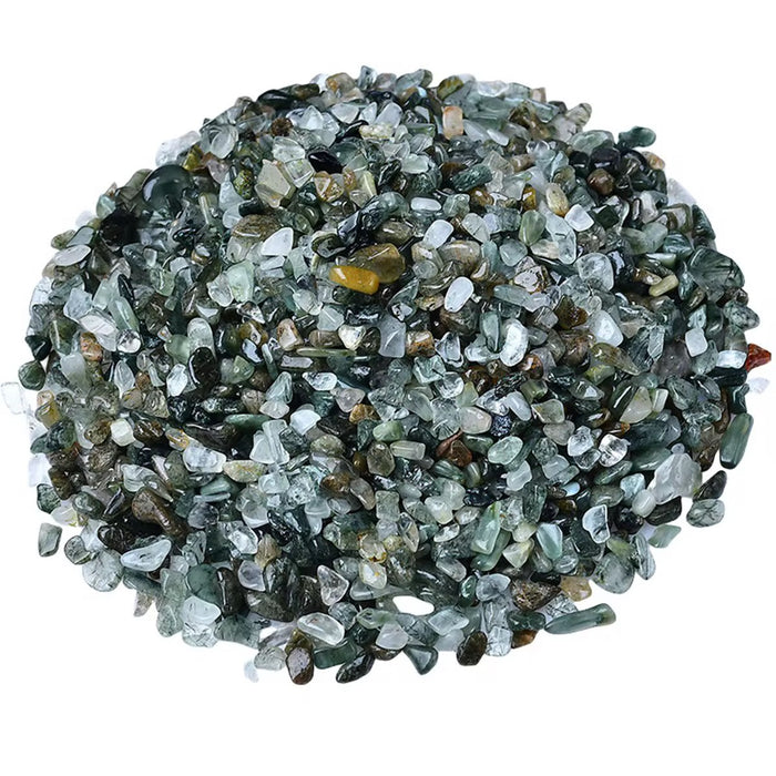 Natural Green Rutilated Quartz Tumbled Chips 1 Kilo